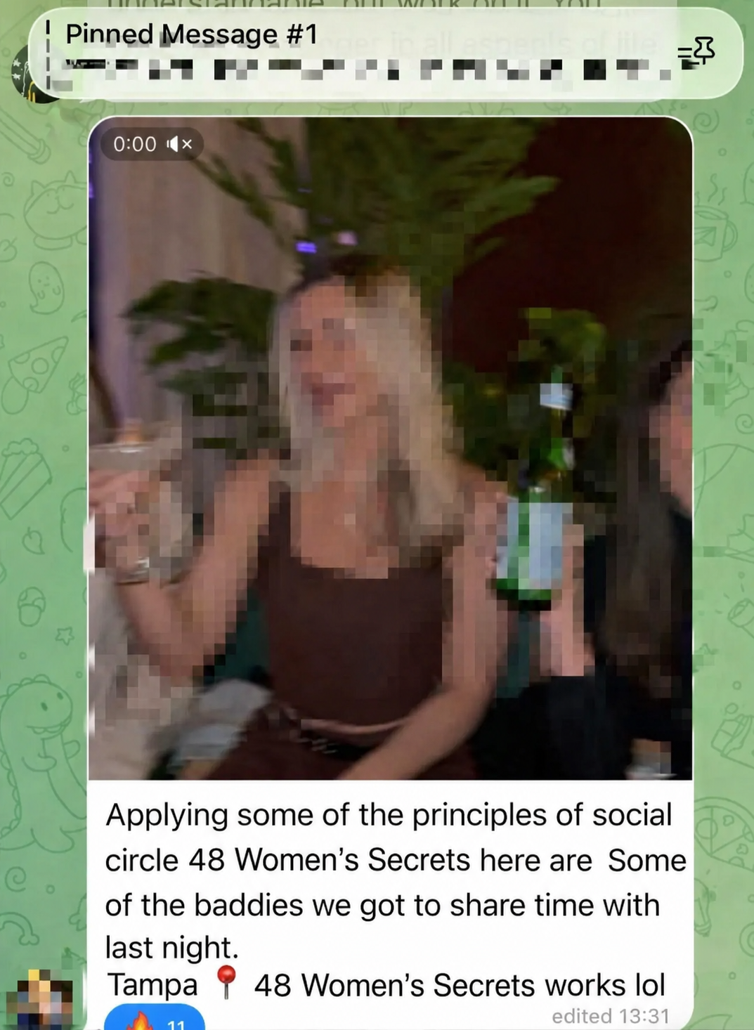 Customer testimonial screenshot from a group chat